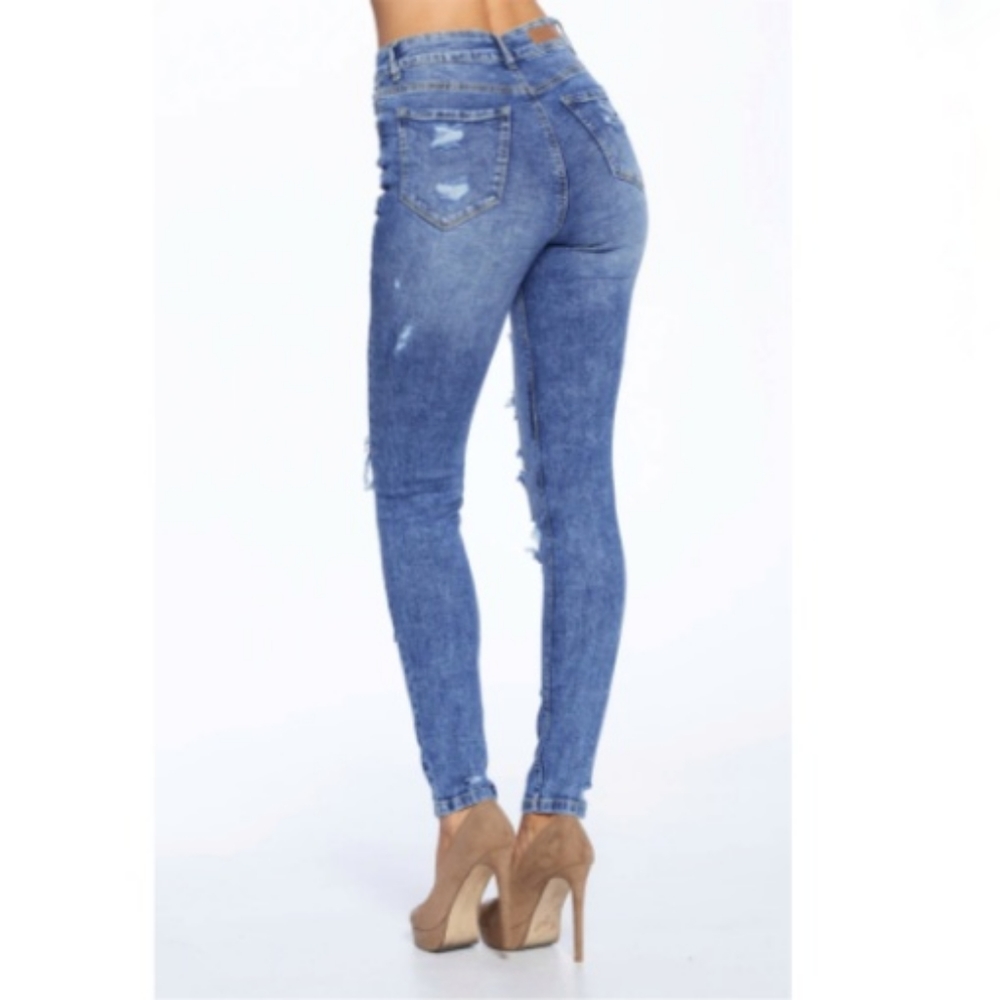 ❤ Blue Age - High Rise Destroyed Skinny Jeans - Picture 6 of 10